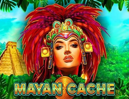 Thumbnail image of Mayan Cache, featuring Mayan symbols and treasures awaiting in a lush jungle setting, offered by RubyPlay.