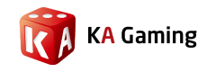 Logo da KA Gaming, renomada fornecedora de slots, jogos de mesa e poker, com mais de 500 jogos.