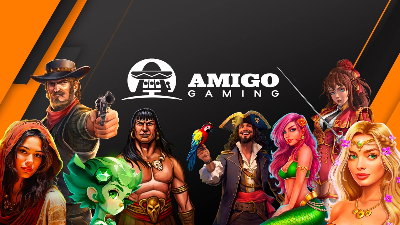 Banner con juegos populares de Amigo Gaming: tragamonedas de alta calidad y diseño único