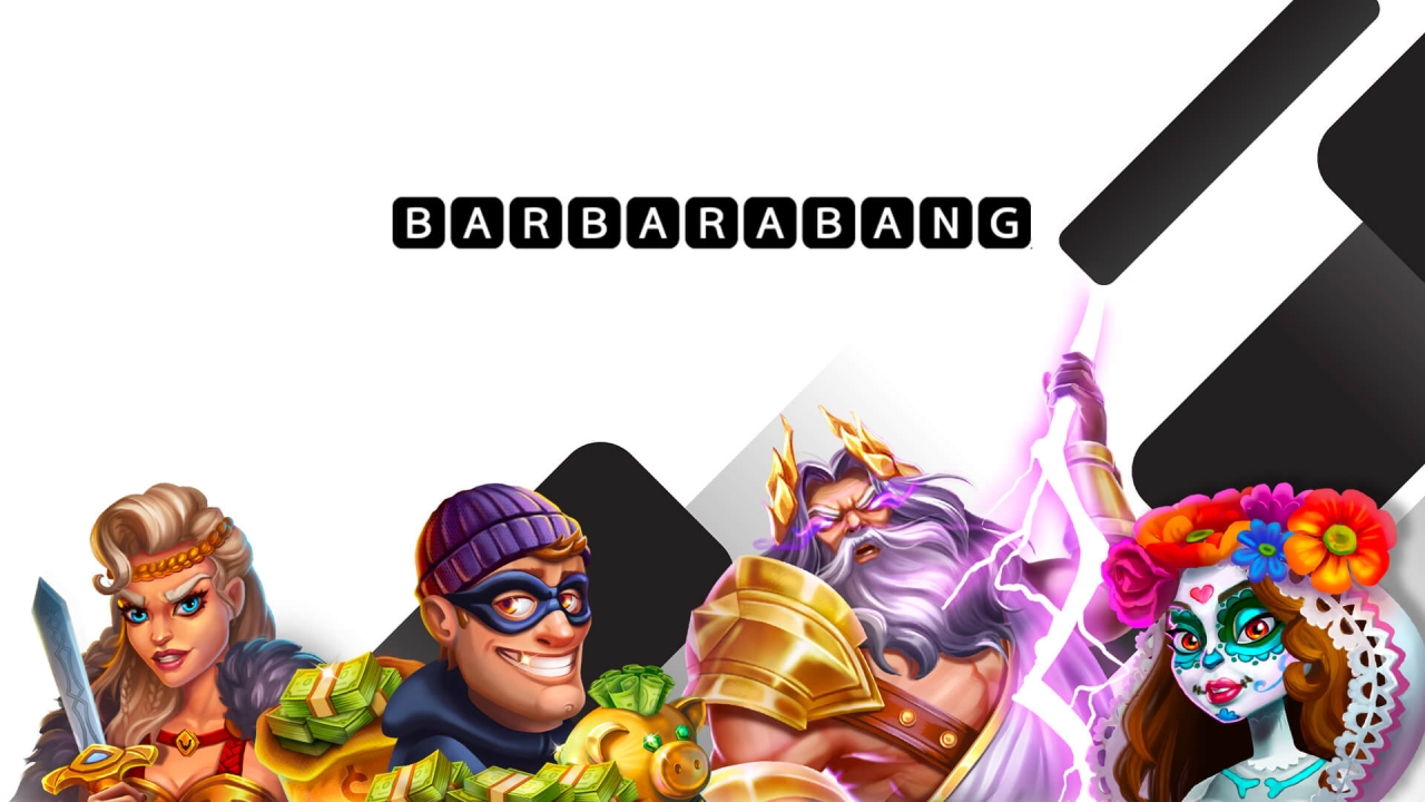 Banner da Barbara Bang com personagens vibrantes e UI de jogo rápido — conteúdo mobile-first de iGaming integrado ao Timeless Tech Game Aggregator