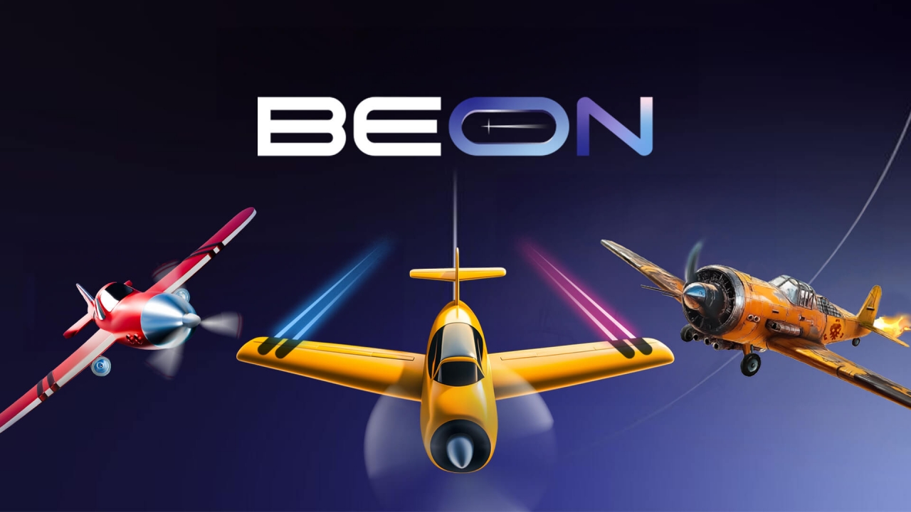 Visual of BEON crash game interface showing multiplier graph, bold art style and player cash-out action