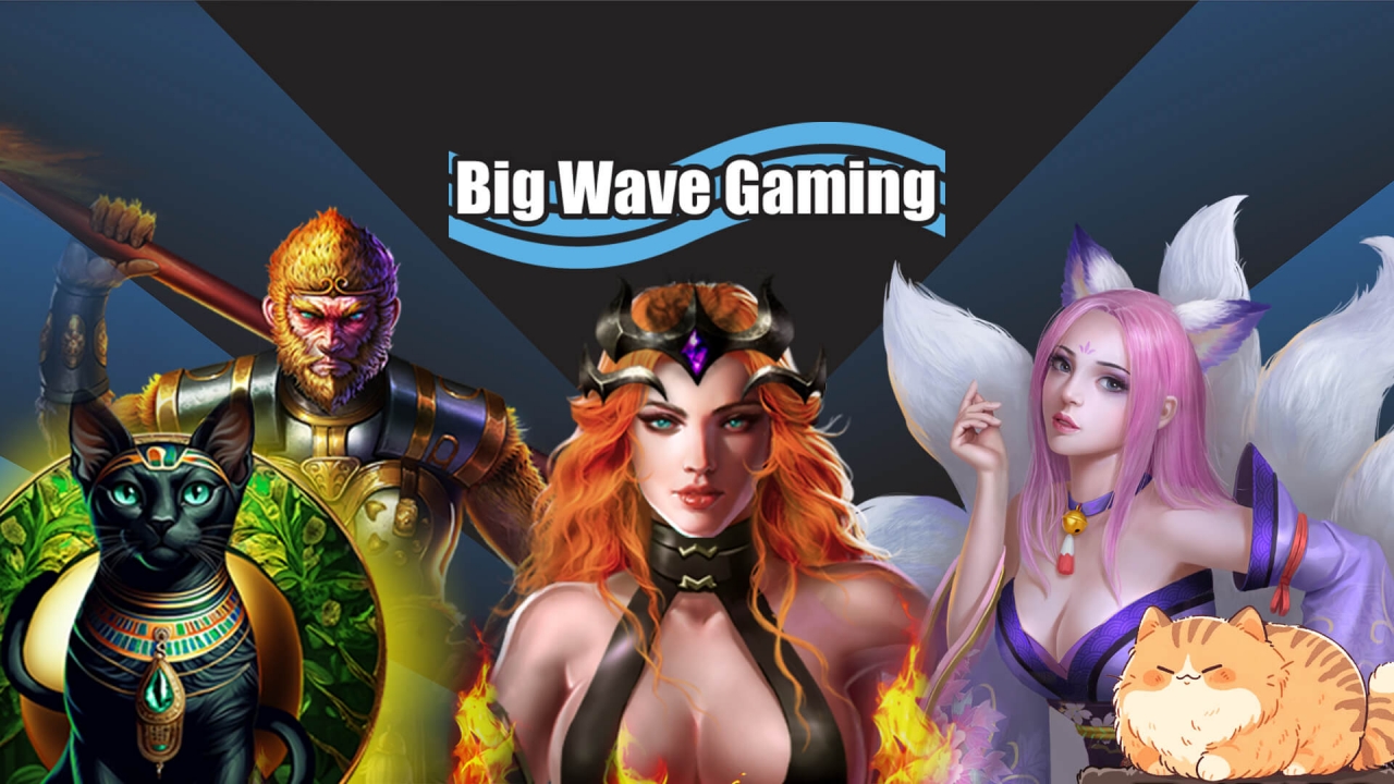 Promotional banner for Big Wave Gaming in the Timeless Tech game provider library