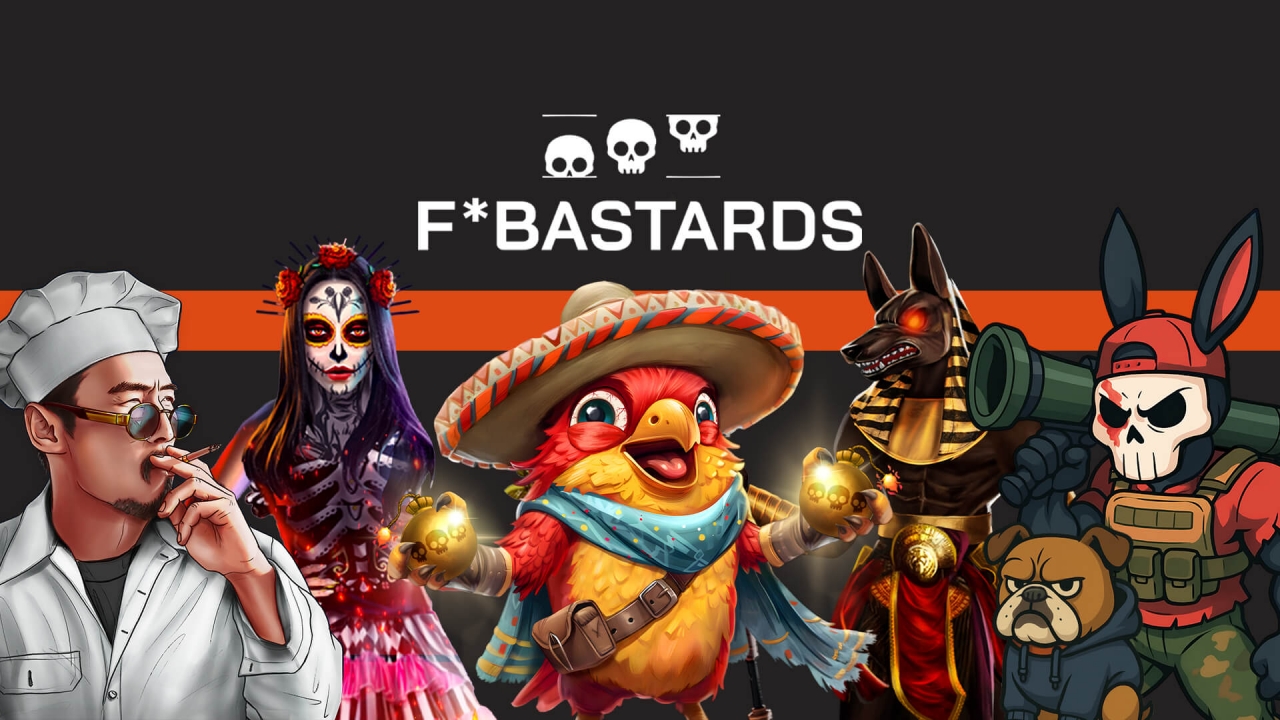 Banner promocional da F*Bastards na biblioteca de provedores do Agregador de Jogos da Timeless Tech