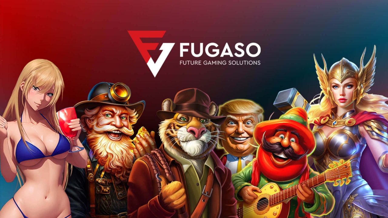 Banner da Fugaso com jogos slot online, conteúdo para mercados regulados, jackpots e gameplay casino em HTML5