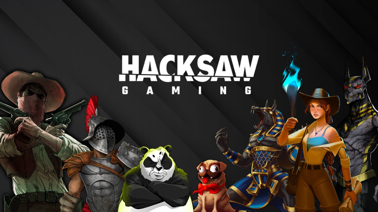 Banner de Hacksaw Gaming destacando su oferta de slots, instant win y tarjetas rasca y gana en iGaming.