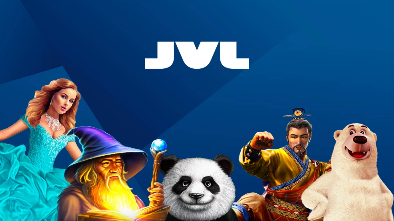 Banner destacando os produtos da JVL Gaming, incluindo slots em 3D HD e jogos de mesa emocionantes.