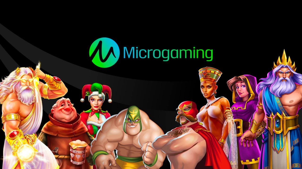 Microgaming banner showcasing legendary slot titles and premium casino games available through the Timeless Tech platform