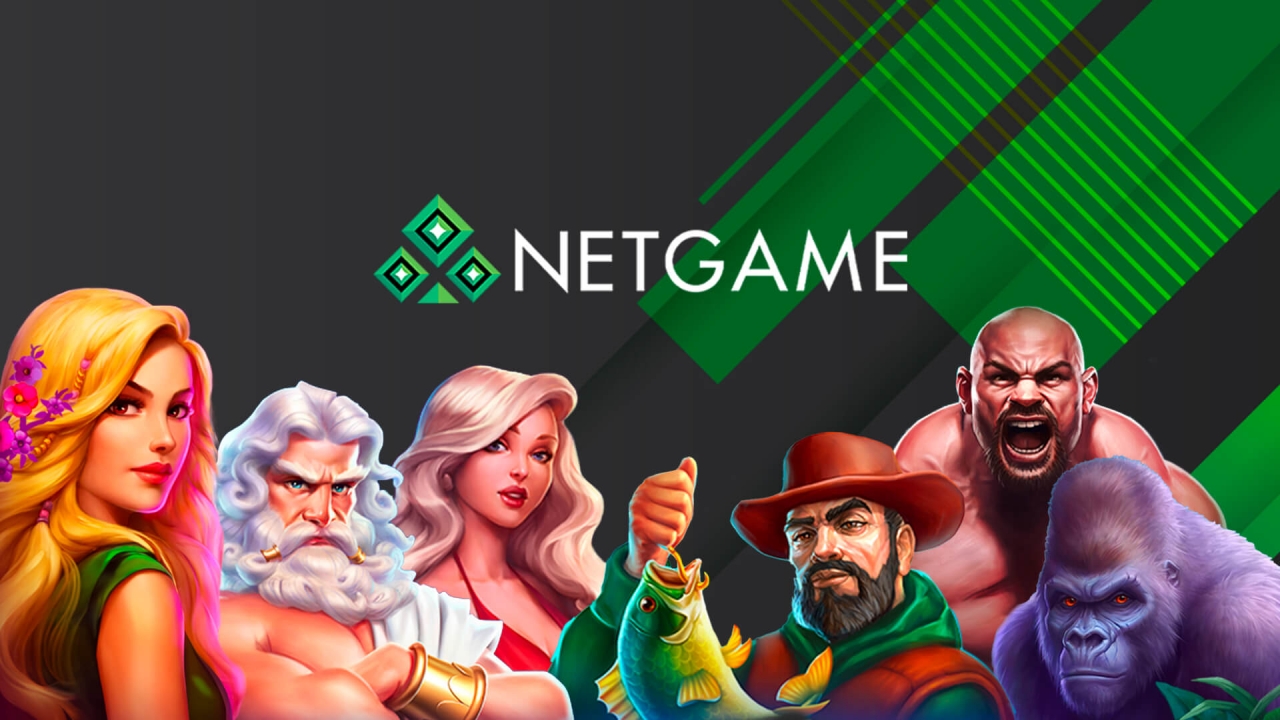Banner de Netgame destacando su portafolio de más de 50 juegos, que incluyen tragamonedas, juegos de mesa y video póker, con tecnología de vanguardia y un diseño atractivo.