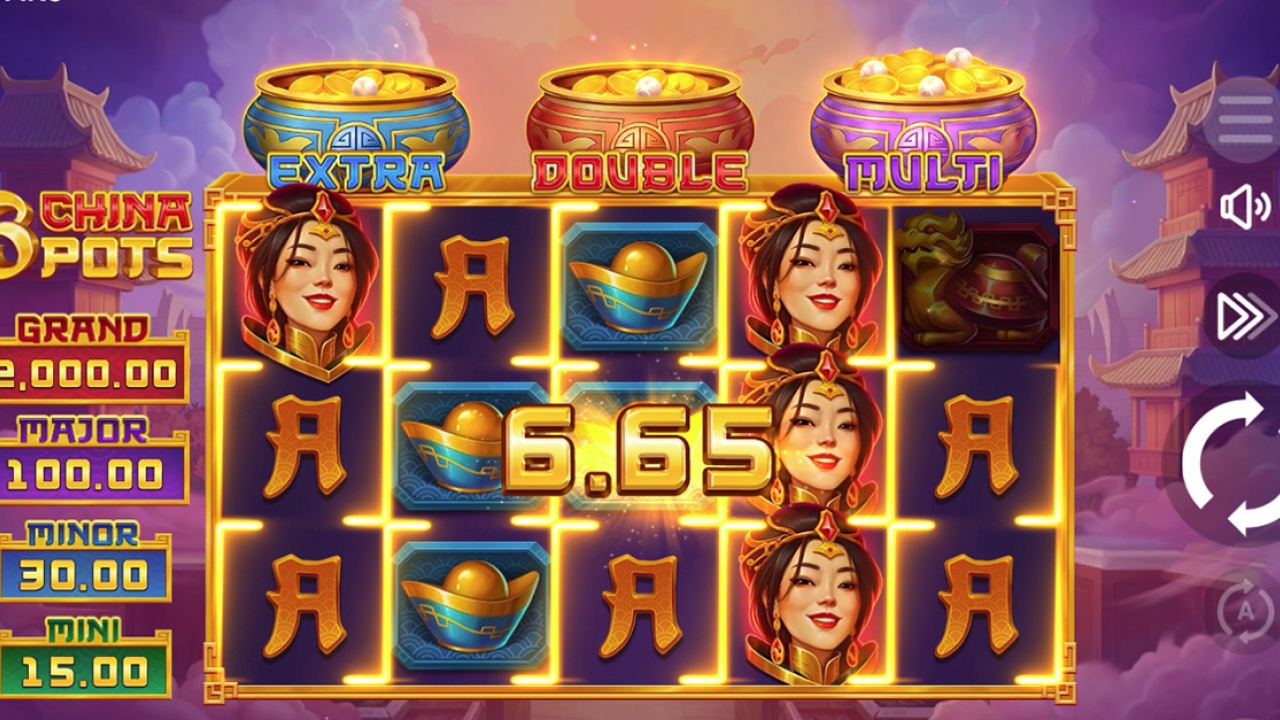 3 China Pots Base Game Win Screenshot showing a win during the base game of 3 China Pots slot