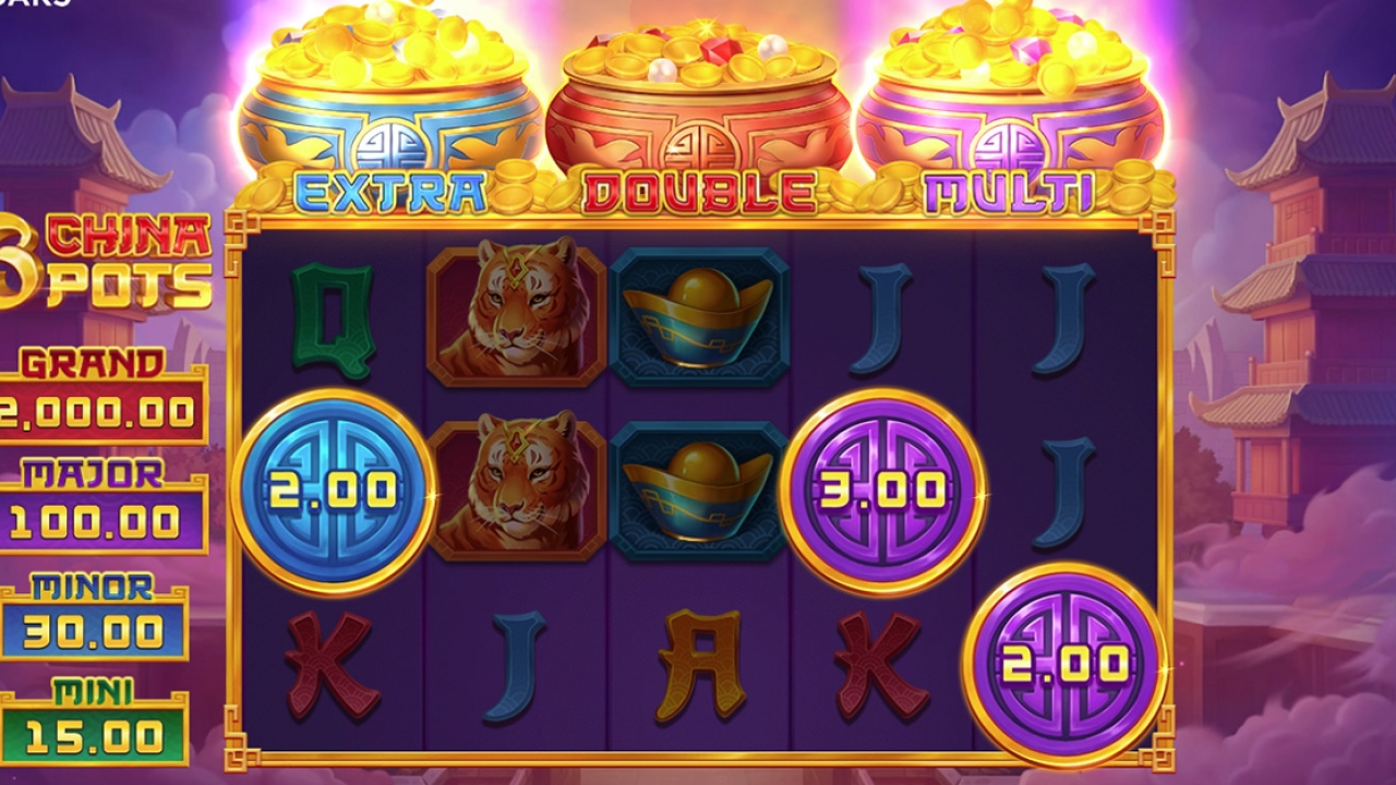 Bonus Symbols in 3 China Pots Hold & Win Symbols appearing during the Hold & Win bonus feature in the 3 China Pots slot game