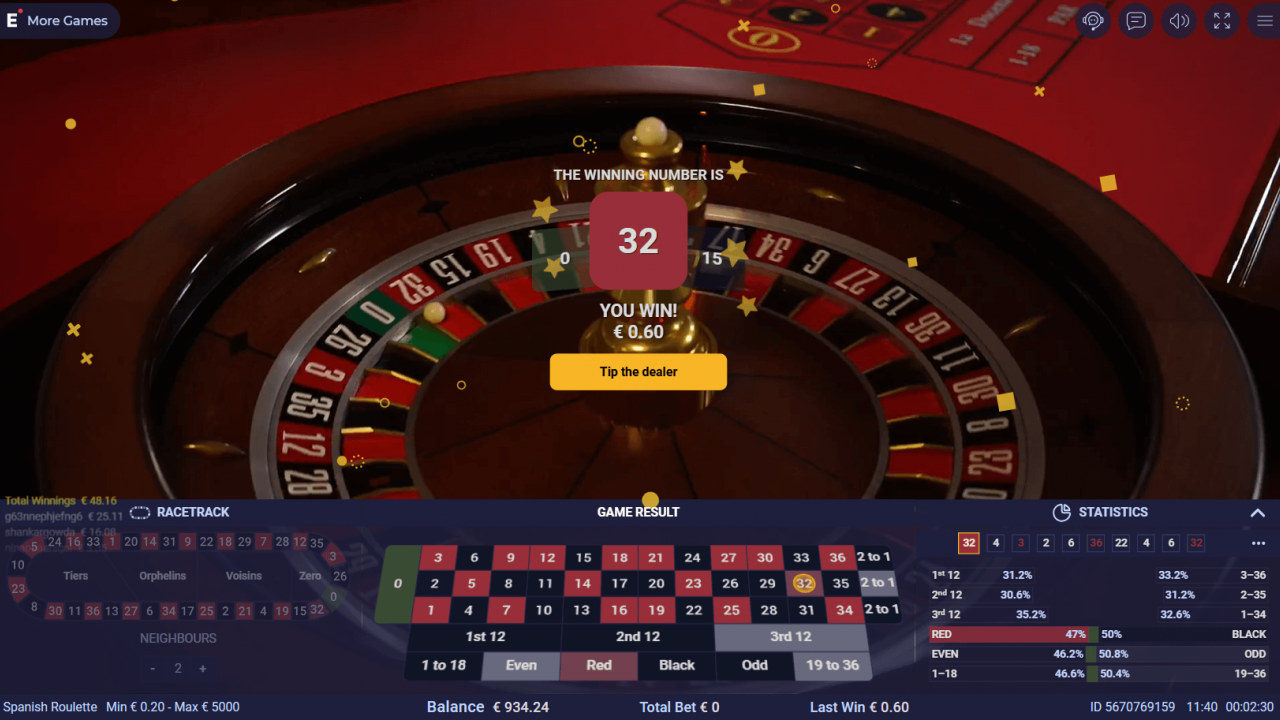 The sleek interface of Ezugi Revolution Roulette showcasing its modern design for live online casino players.