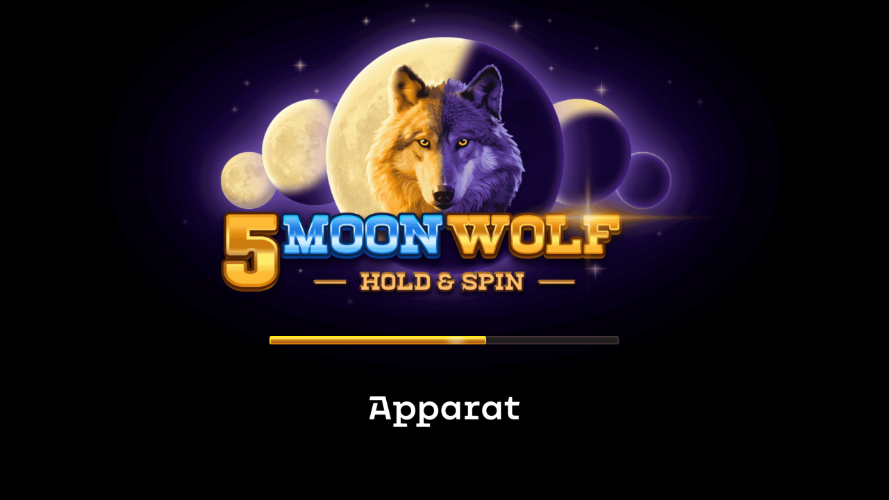 Introduction screen of the 5 Moon Wolf slot by Apparat Gaming with thematic visuals.