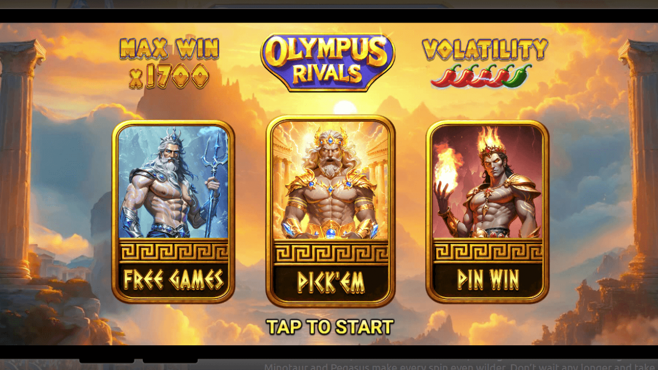 Rolos centrais de Olympus Rivals mostrando joias gregas e Medusa Wilds — slot iGaming 4×5 com 50 linhas em HTML5 da Amigo Gaming, distribuído por meio do Game Aggregator da Timeless Tech.