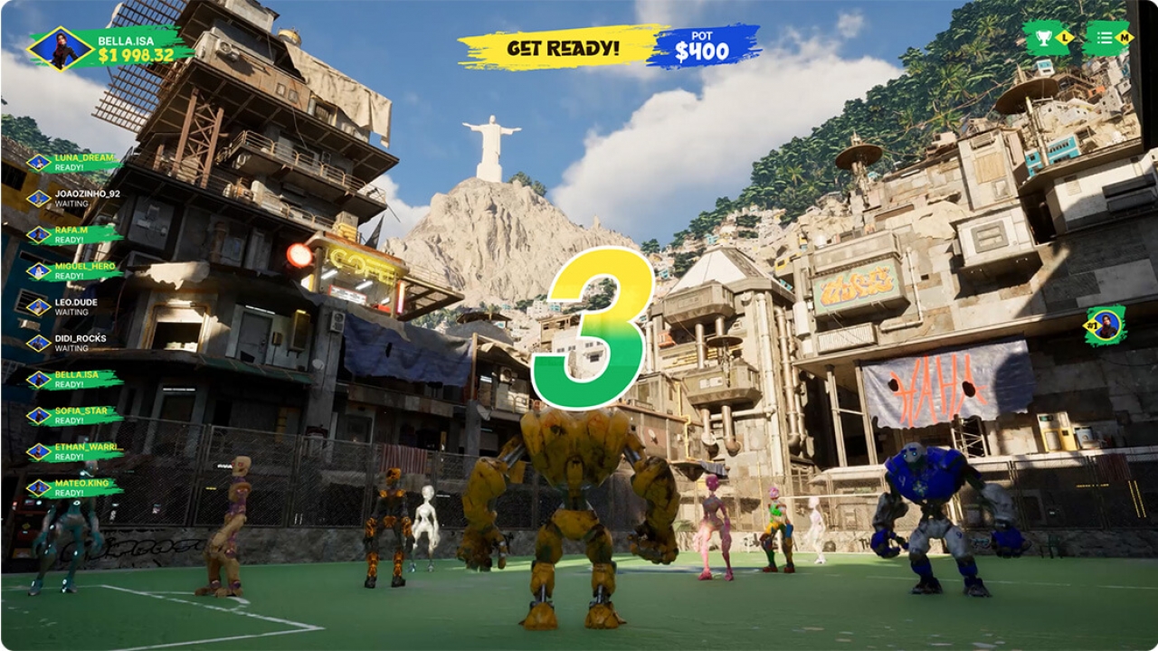 Screenshot of Favela Skyboats, an exciting online game available on Sachi Casino’s iGaming platform, perfect for online casino fans.