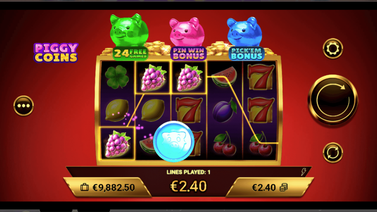 Highlight of the wild symbol appearing in Piggy Coins base game, enhancing win potential with 30 fixed paylines.