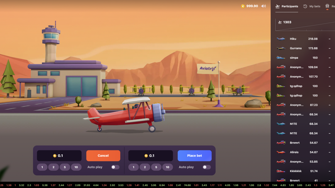 Screenshot of the Aviatrix game showing the base plane at the start of the base game