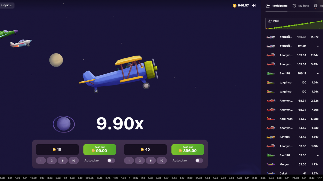 Aviatrix game screenshot featuring the base plane during the base game.