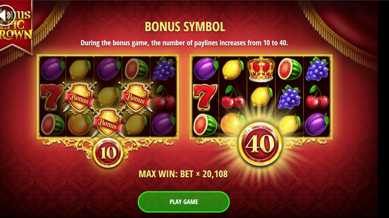 Vista del Juego de Bono en el slot Bonus Epic Crown, donde las líneas de pago adicionales aumentan las probabilidades de ganar.