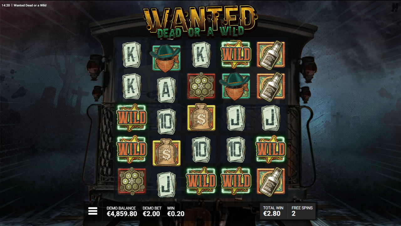 Screenshot displaying sticky wilds during The Great Train Robbery feature in Wanted Dead or a Wild.