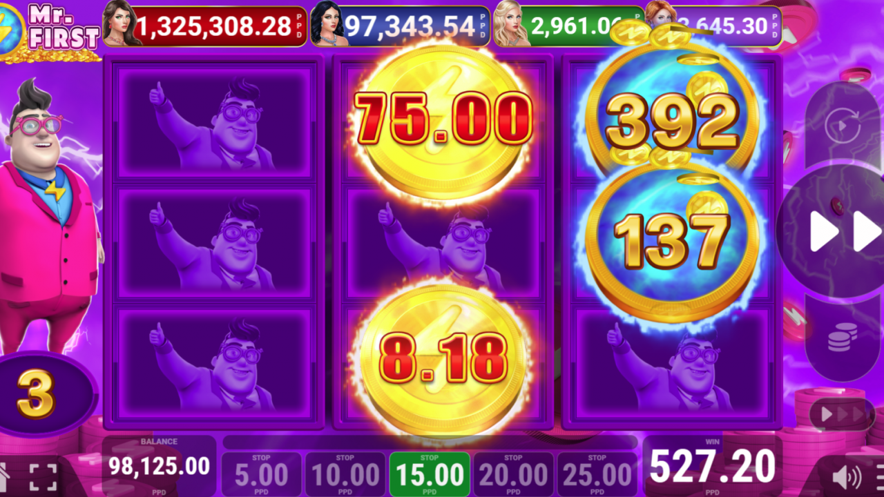 Image of various coin symbols appearing during the bonus game in Mr. First slot.