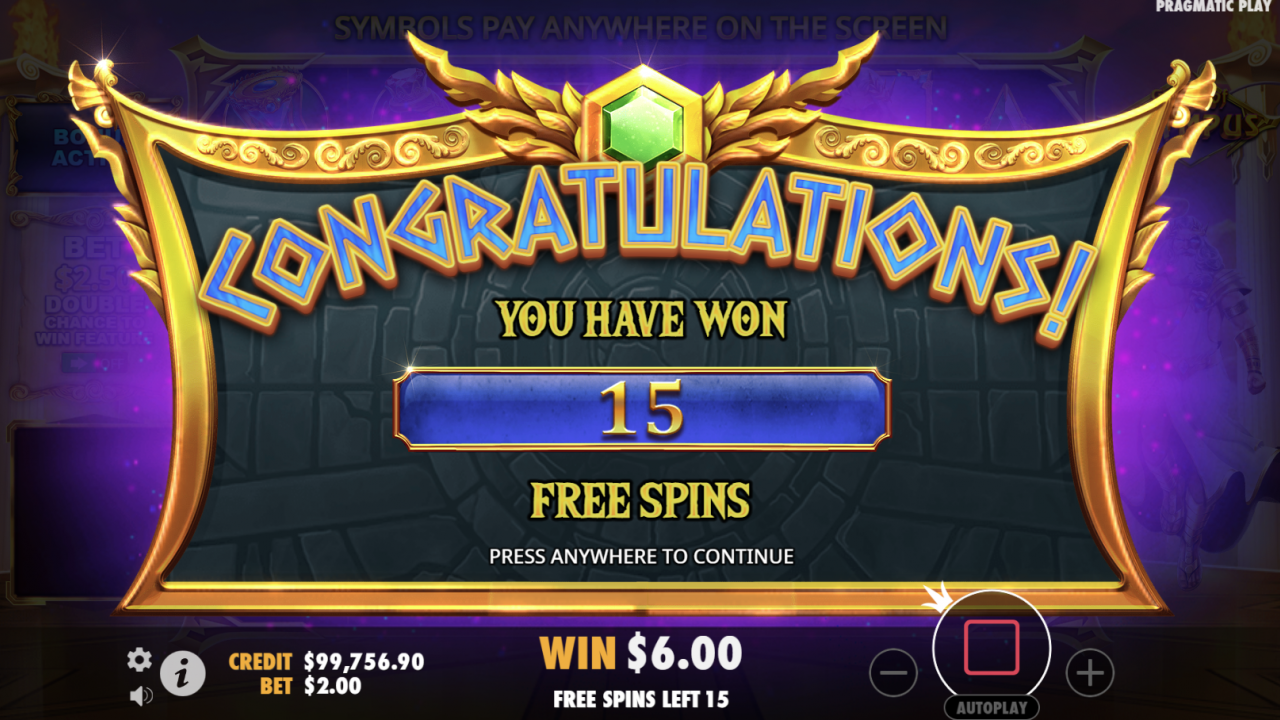 Inicio de la ronda de Giros Gratis en Gates of Olympus, con Zeus supervisando el potencial de pagos enormes.