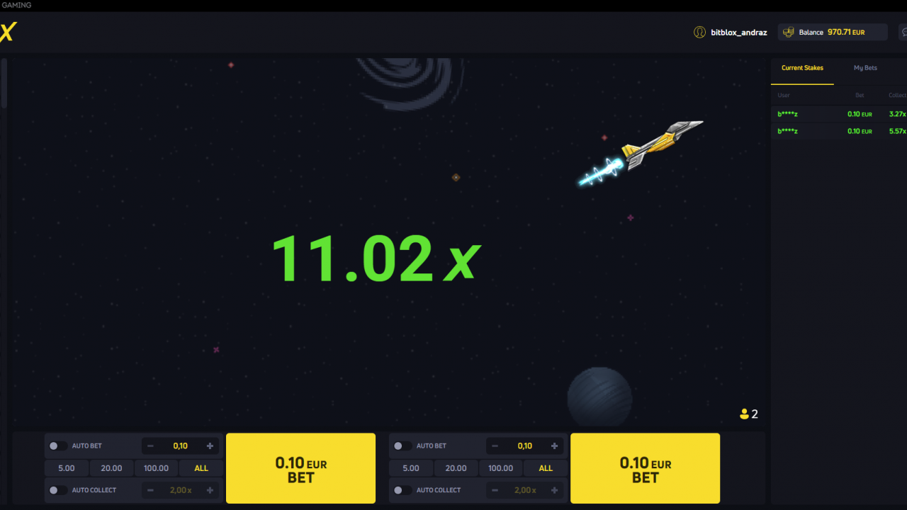 11x multiplier in JetX crash game, showing significant potential winnings from the multiplier feature