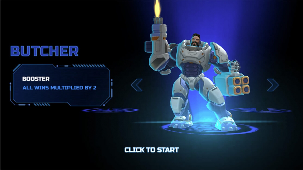 Butcher character in the Star Guardians game by iGaming provider Evoplay, showcasing multiplier abilities for online casino wins.