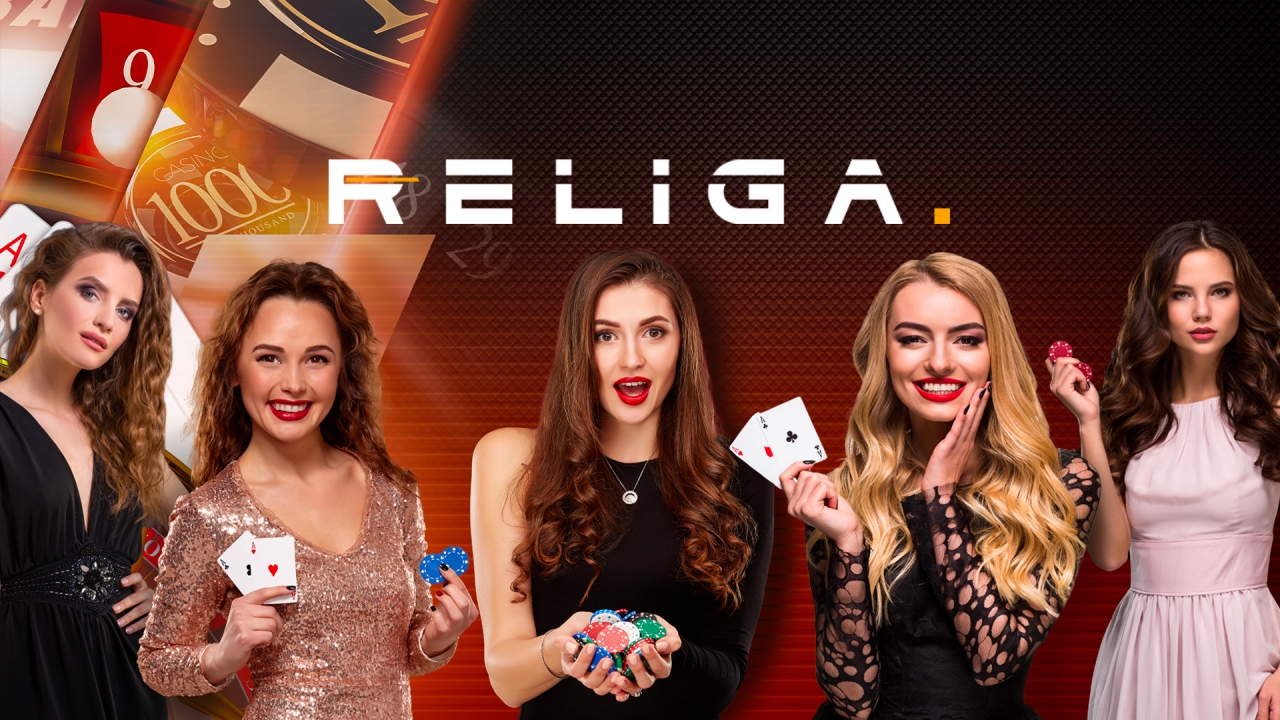 Religa banner showcasing a diverse portfolio of live casino games, including Roulette, Baccarat, and Blackjack, available through the Timeless Tech platform