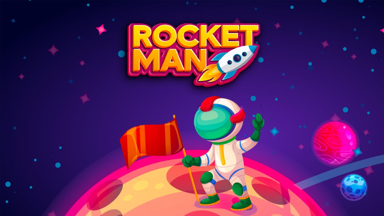 Banner de Rocket Man, destacando su mecánica de juego innovadora y emocionante de Crash en iGaming