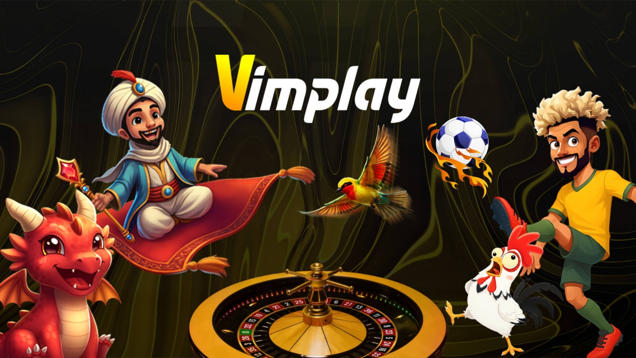 Banner del portafolio de Vimplay con ruleta, keno, juegos crash y contenido live casino