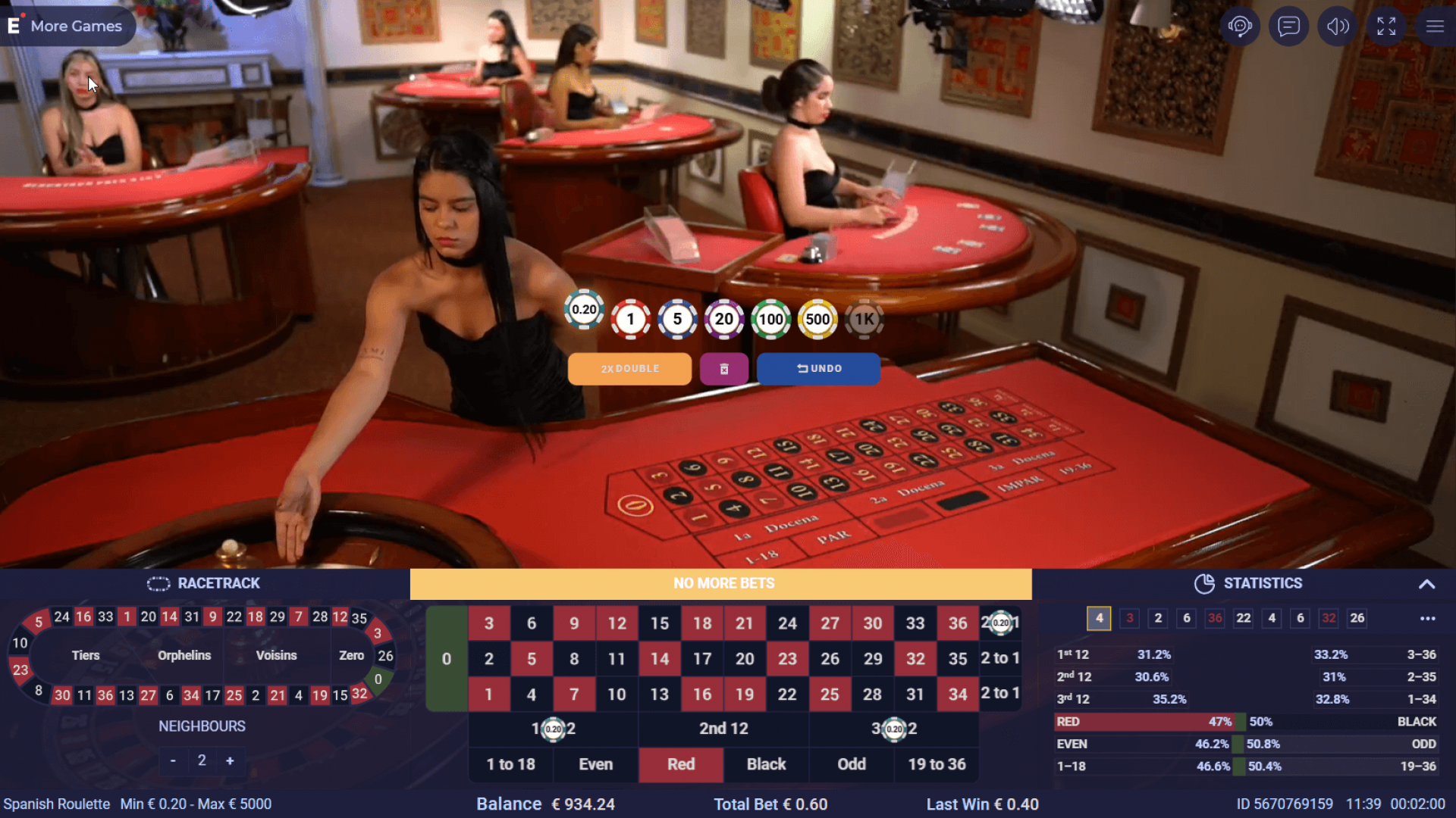 Vista en Tiempo Real del Juego con Crupieres en Vivo Opciones de Apuesta y Distribución del Tapete – Ideal para Estrategias Avanzadas