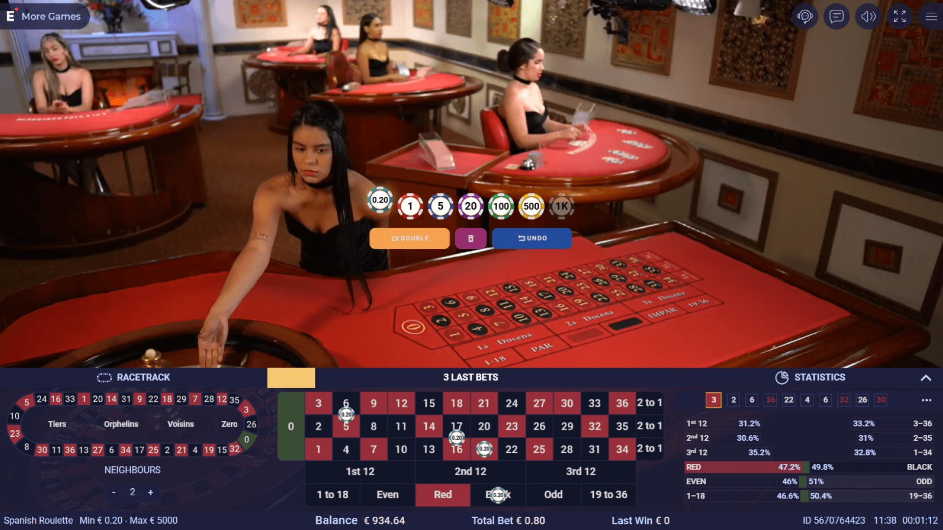 Ezugi Revolution Roulette – Estadísticas y Analíticas del Jugador Una vista de las estadísticas del jugador y las analíticas en vivo que ofrece Ezugi Revolution Roulette para una experiencia de juego mejorada.