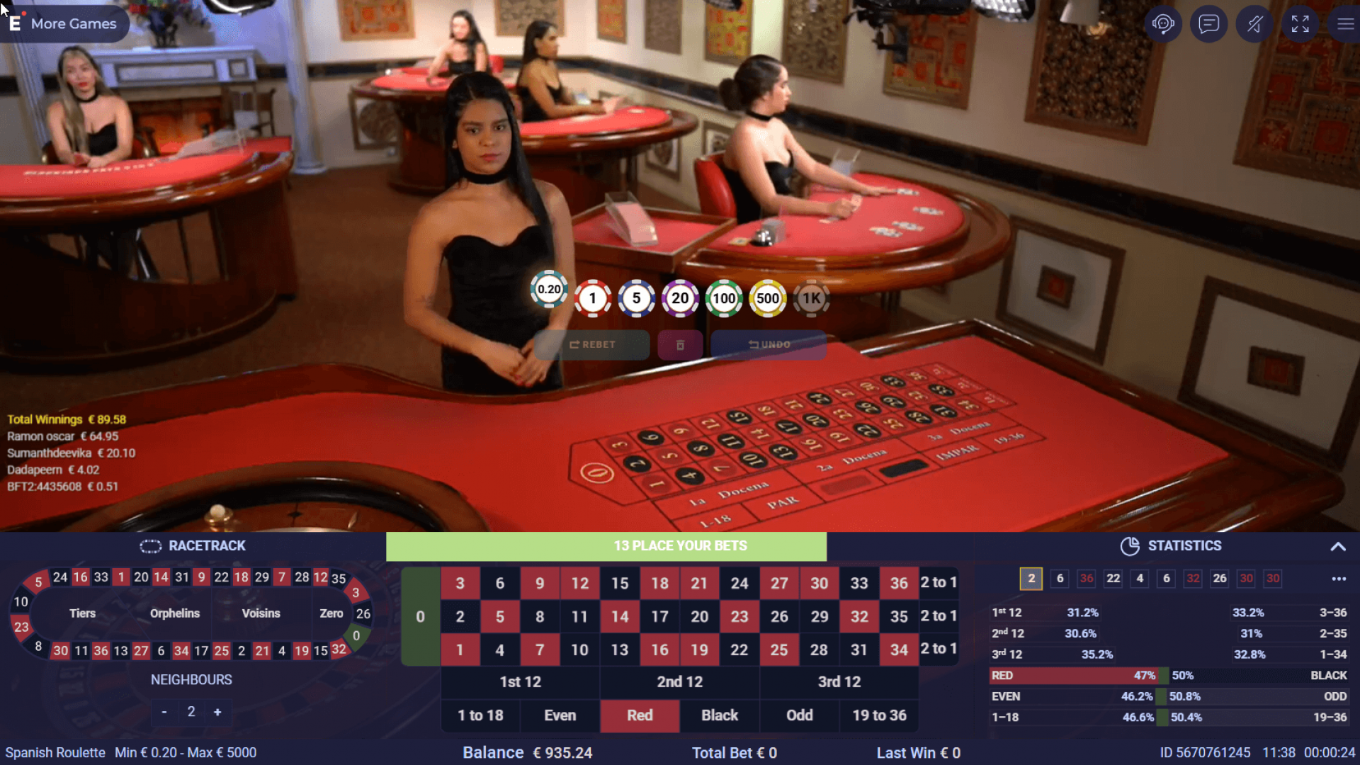 Ezugi Revolution Roulette – Diseño Optimizado para Móviles Ezugi Revolution Roulette optimizado para una experiencia de juego fluida en dispositivos móviles.