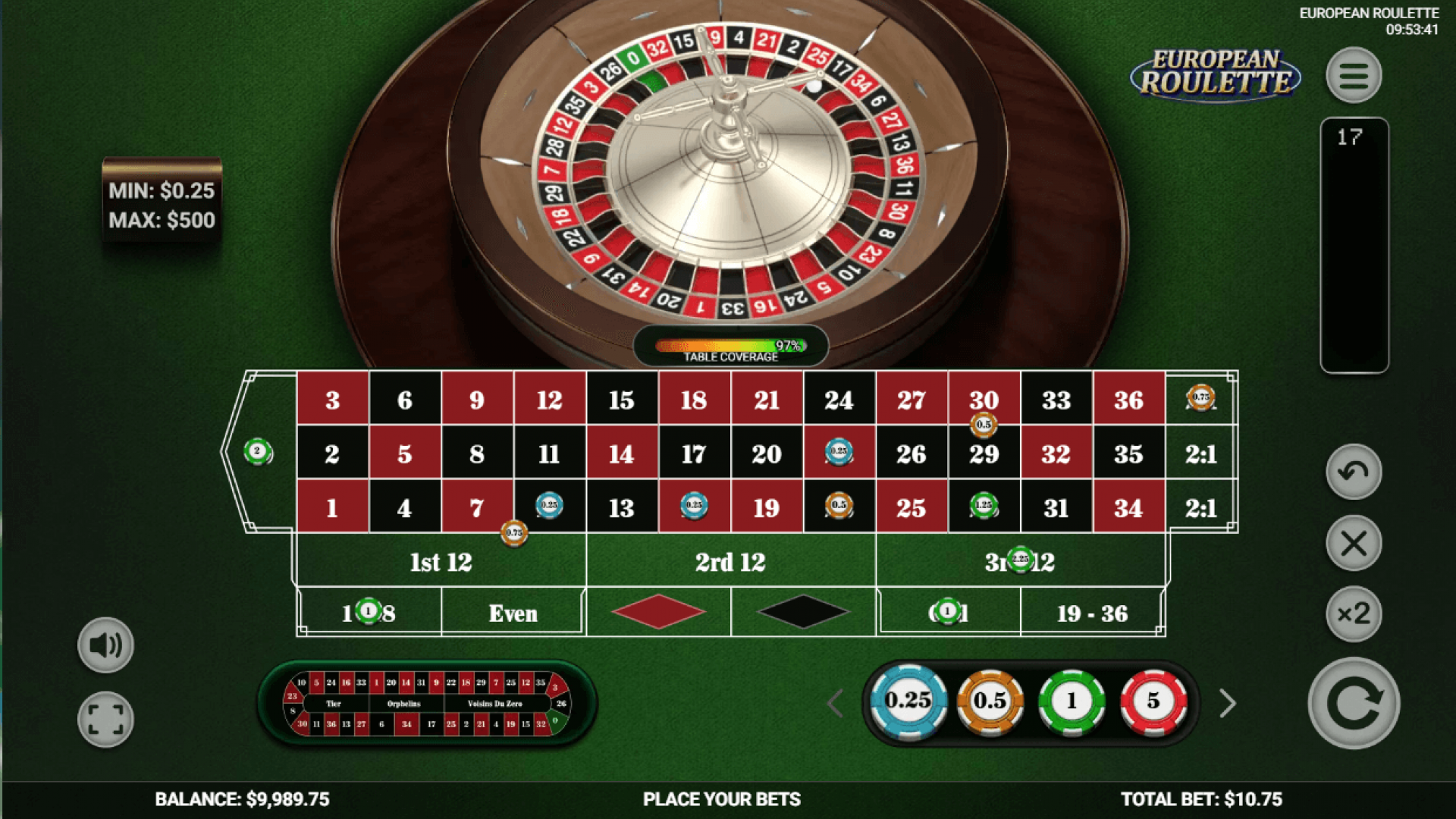 Platipus European Roulette – Números Quentes e Frios Números quentes e frios exibidos dinamicamente, aprimorando a estratégia no iGaming.