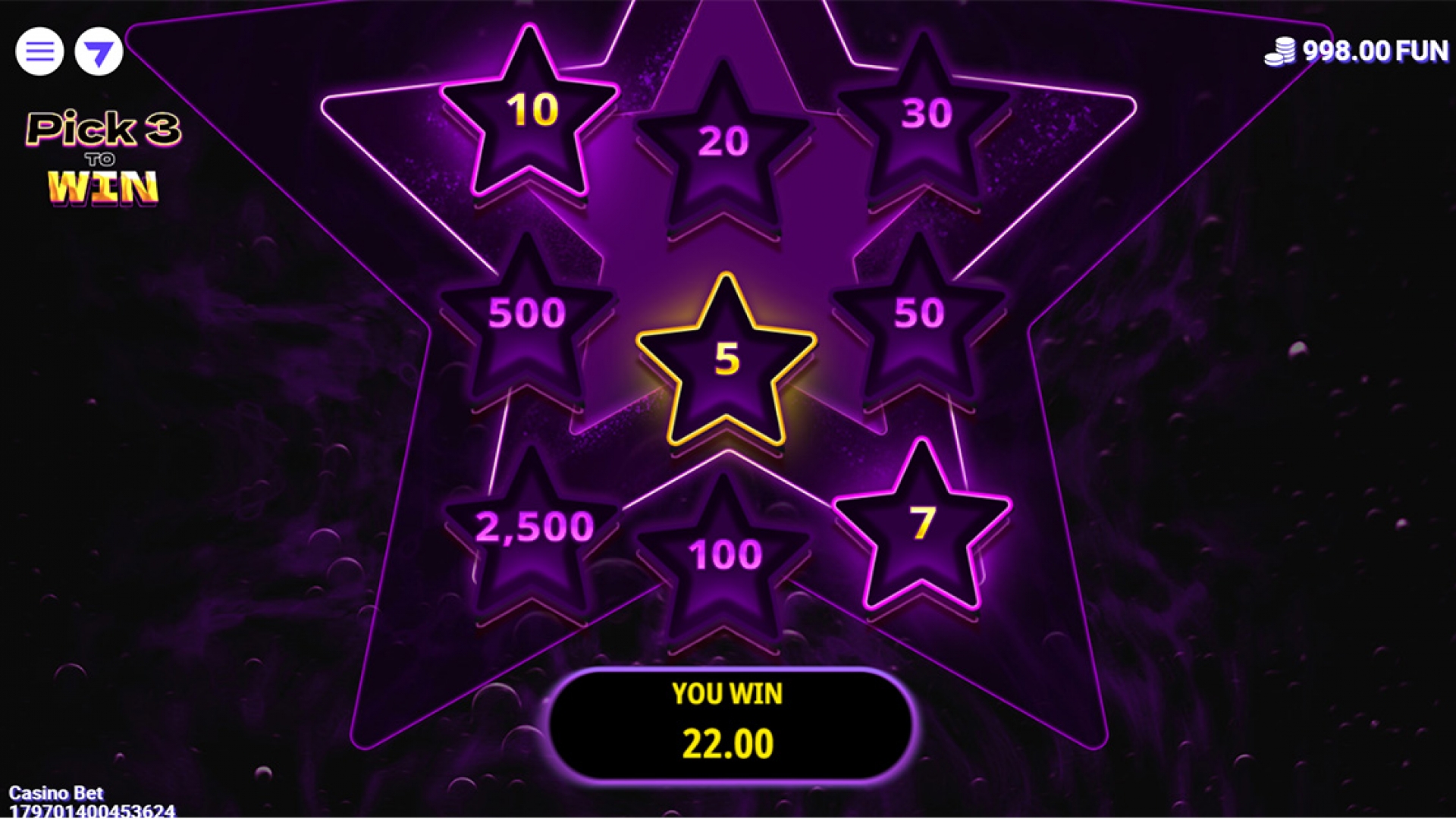 Screenshot of the Cash 100 bonus game reveal, displaying the rewards and prizes uncovered by the player. Cash 100 Bonus Game Reveal
