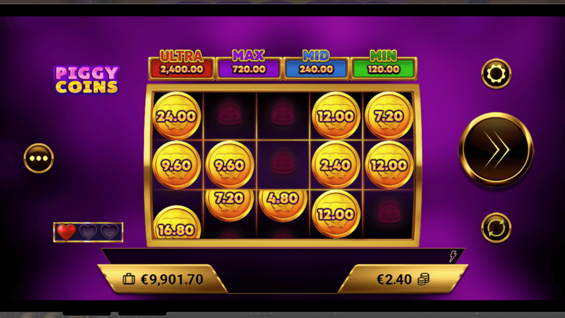 Activación del Bono Pin Win en Piggy Coins Inicio del Bono Pin Win en Piggy Coins, activado por el cerdito rosa.