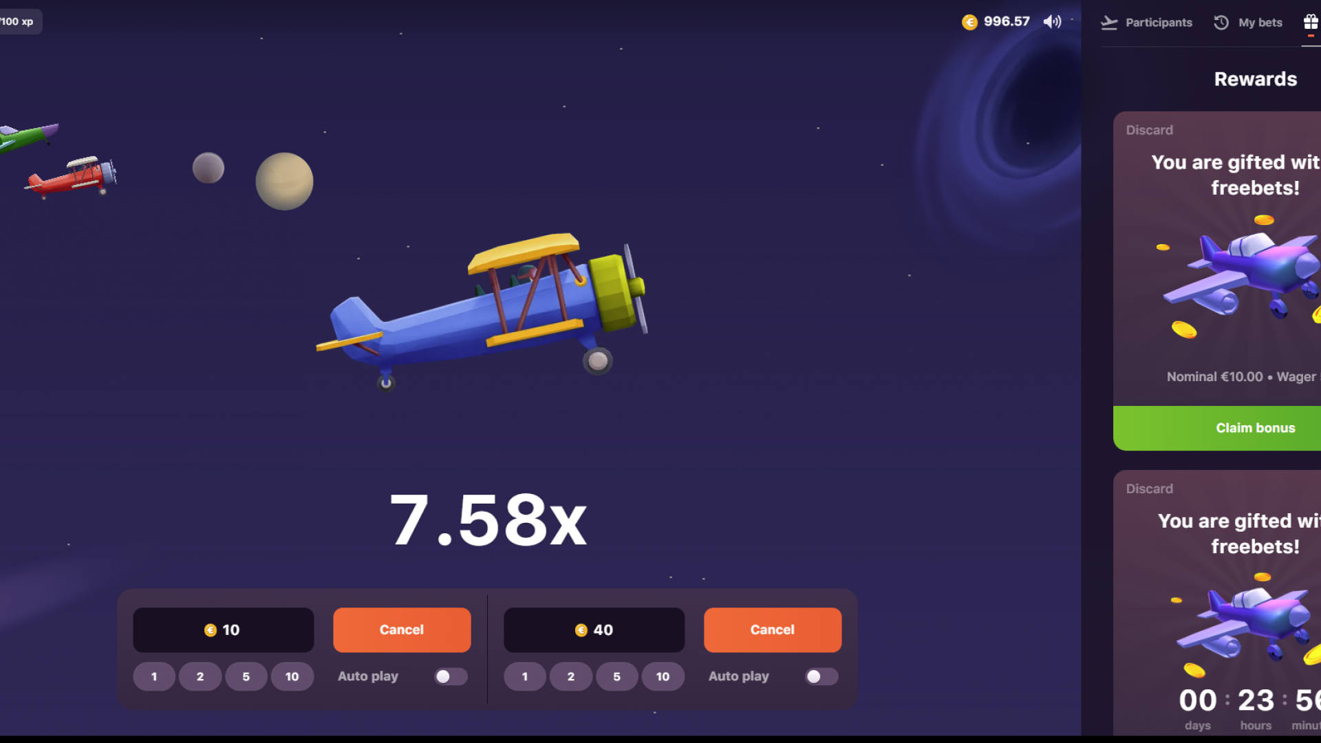 Aviatrix Rewards Screenshot Screenshot displaying rewards earned in the Aviatrix game.