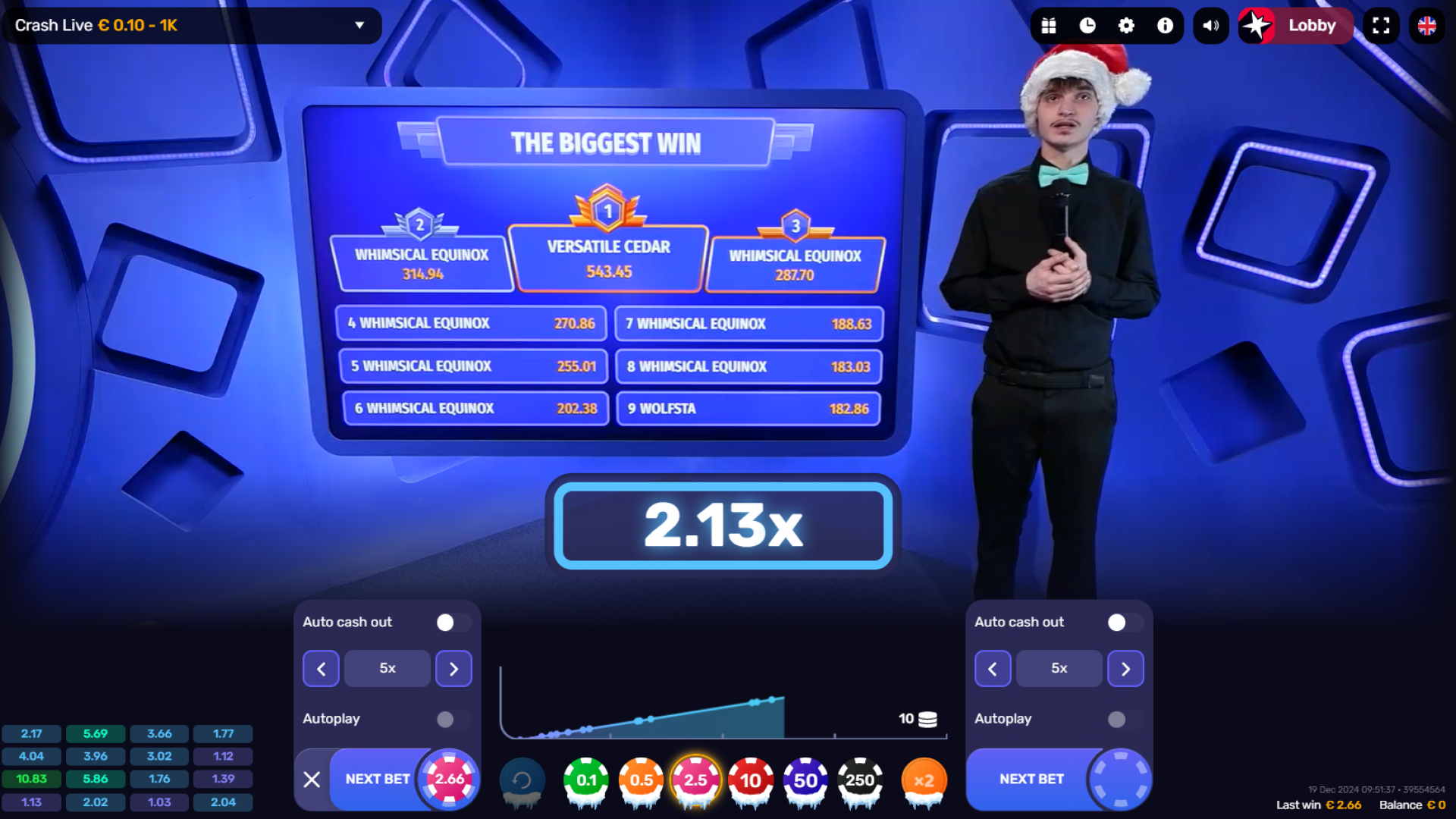 Captura de la interfaz de apuestas en Crash Live de Iconic 21, donde los jugadores realizan sus apuestas para la siguiente ronda.
