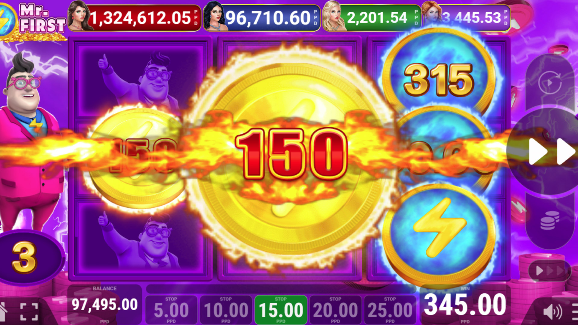 Mr. First Slot Bonus Game with Gold Coin Symbol Image displaying a gold coin symbol during the bonus game in Mr. First slot.