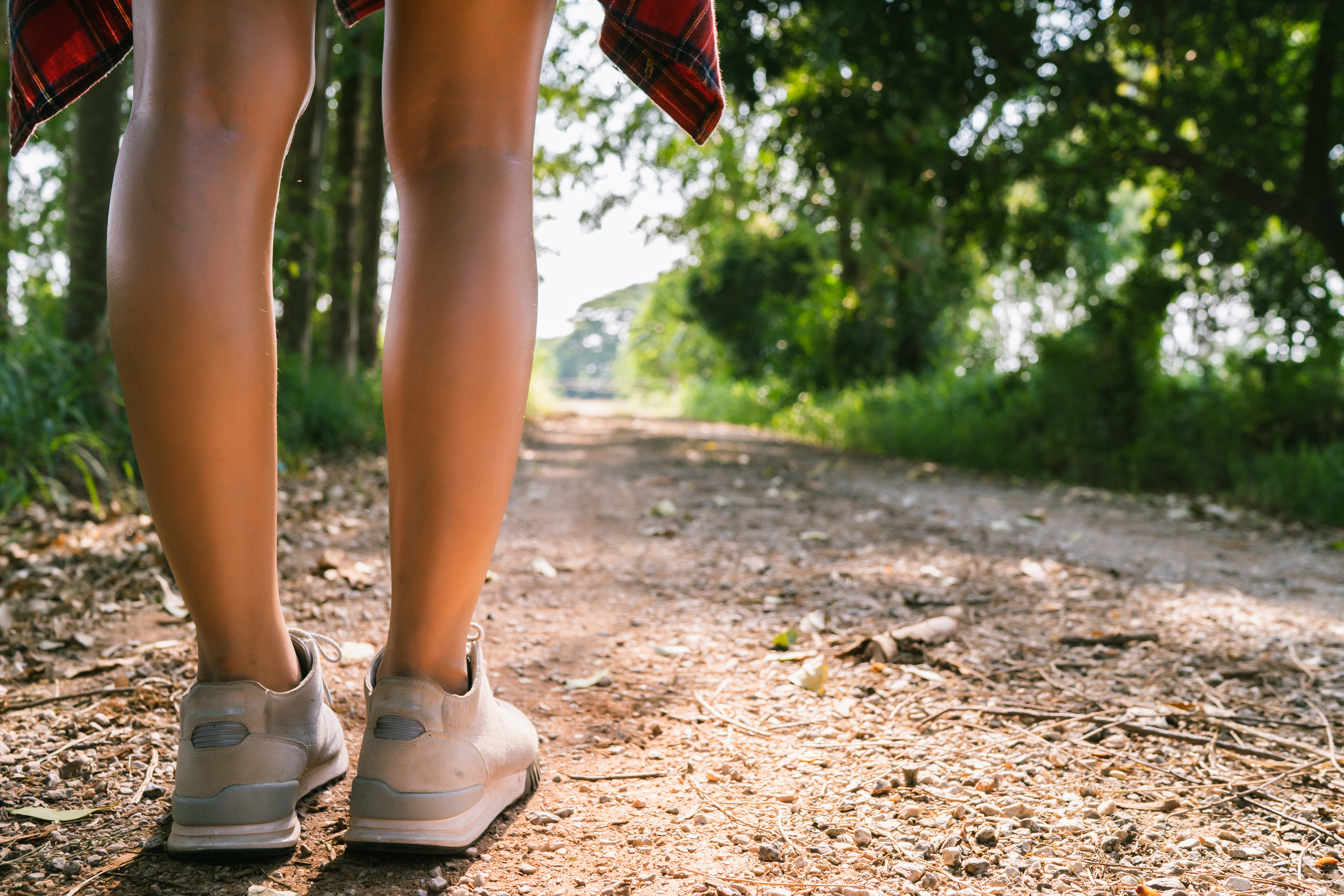 Woman walking outdoors in comfortable clothes