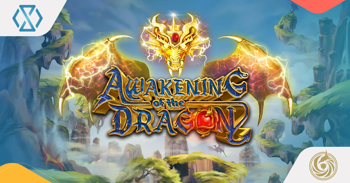 Colorful banner image of Awakening of the Dragon slot featuring fantasy landscape and main characters.