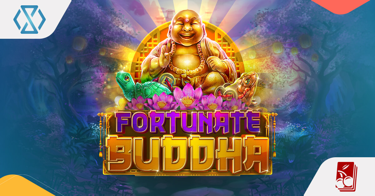 Fortunate Buddha slot banner featuring the Golden Buddha, Fortune Orbs, and lotus flowers – RTG Slots Asian-style jackpot game integrated via Timeless Tech’s Game Aggregator.
