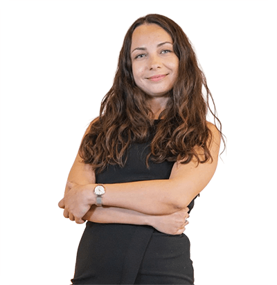 Retrato de Aleksandrina Dimitrova, Head of Business Development da AvatarUX, apresentado no anúncio da integração com Timeless Tech.