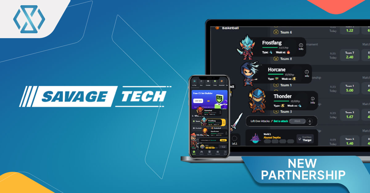 Visual banner showcasing the partnership between Timeless Tech and SavageTech in iGaming innovation