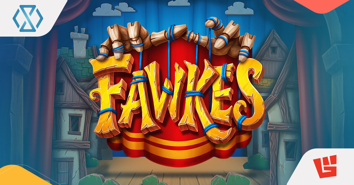 Tragaperras con cuadrícula 6x4 ambientada en el Londres del siglo XVII, con el personaje de Fawkes, barriles de pólvora y símbolos oscuros inspirados en ejecuciones.