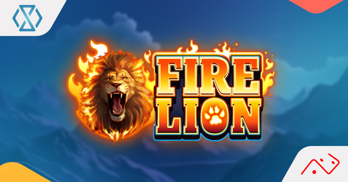 Imagen de banner para la reseña del slot Fire Lion, con el majestuoso Fire Lion y diseño con temática de sabana.