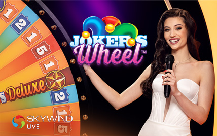 Live game show scene from Joker's Wheel with a large money wheel and bonus games