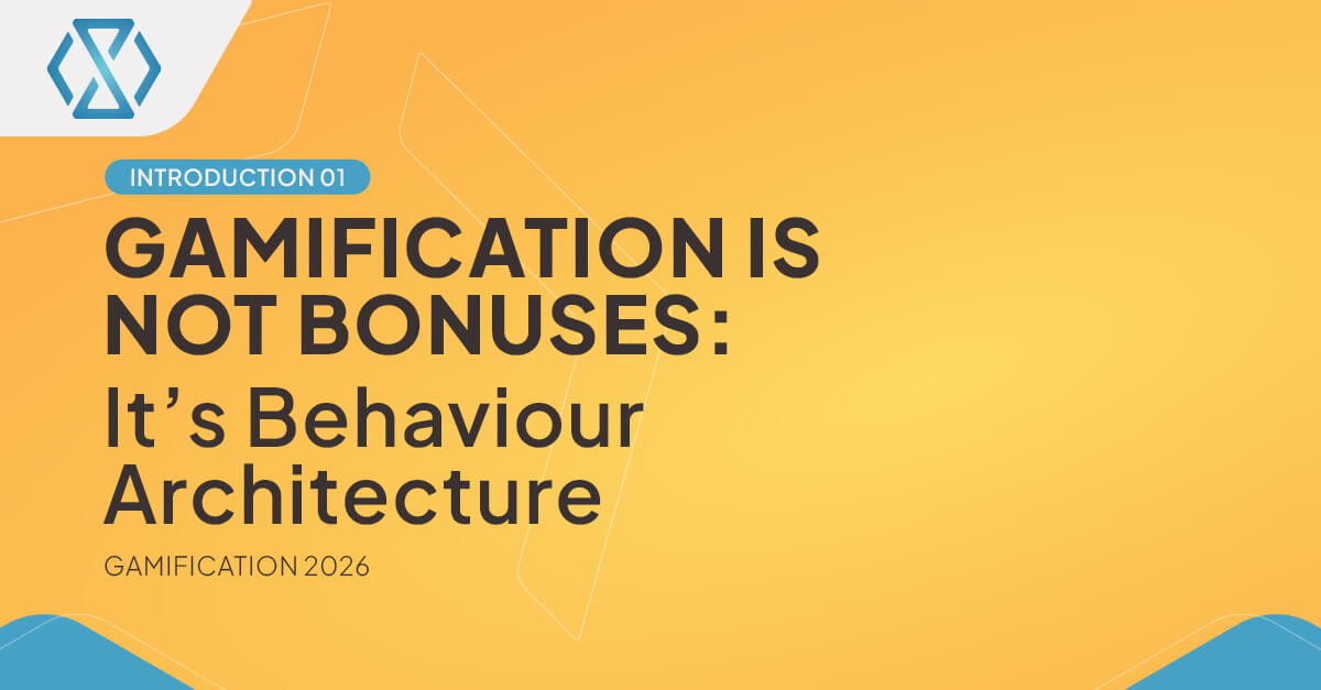 Gamification is Not Bonuses: Understanding Behaviour Architecture in iGaming Gamification in iGaming explained as behaviour architecture rather than bonuses, introduction banner with headline and branding
