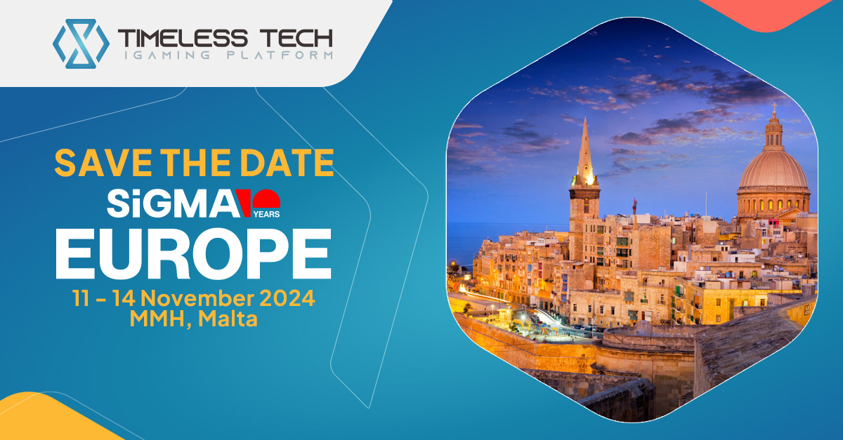Timeless Tech asistirá a SiGMA Europa 2024 en Malta, del 11 al 14 de noviembre, presentando soluciones innovadoras de iGaming en este evento global de la industria del iGaming.