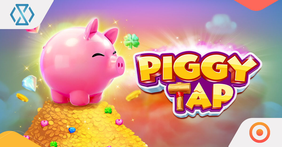 Captura de pantalla del juego base de Piggy Tap, mostrando visuales vibrantes y sus mecánicas de juego.